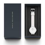 Buy Shop Daniel Wellington Petite Bondi White Dial White Leather Strap Watch For Women - DW00100190 USA Online