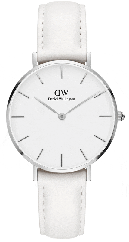 Buy Shop Daniel Wellington Petite Bondi White Dial White Leather Strap Watch For Women - DW00100190 USA Online