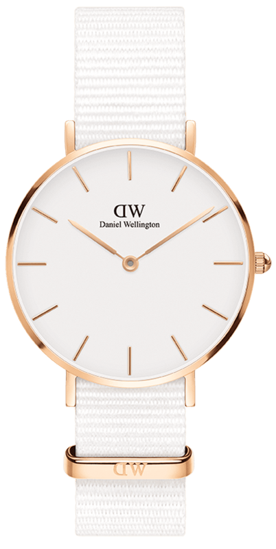 Buy Shop Daniel Wellington Petite Dover Quartz White Dial White NATO Strap Watch For Women - DW001000313 USA Online