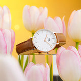 Buy Shop Daniel Wellington Petite Durham White Dial Brown Leather Strap Watch For Women - DW00100172 USA Online