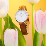 Buy Shop Daniel Wellington Petite Durham White Dial Brown Leather Strap Watch For Women - DW00100172 USA Online