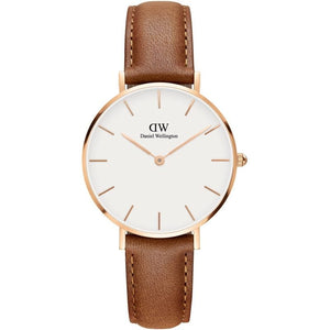 Buy Shop Daniel Wellington Petite Durham White Dial Brown Leather Strap Watch For Women - DW00100172 USA Online