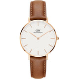 Buy Shop Daniel Wellington Petite Durham White Dial Brown Leather Strap Watch For Women - DW00100172 USA Online