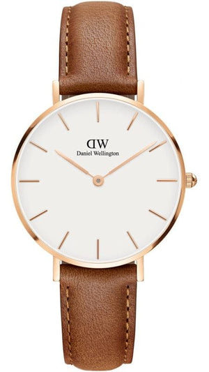 Buy Shop Daniel Wellington Petite Durham White Dial Brown Leather Strap Watch For Women - DW00100172 USA Online
