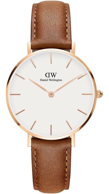 Buy Shop Daniel Wellington Petite Durham White Dial Brown Leather Strap Watch For Women - DW00100172 USA Online