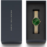 Buy Shop Daniel Wellington Petite Emerald Green Dial Gold Mesh Strap Watch For Women - DW00100479 USA Online