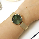 Buy Shop Daniel Wellington Petite Emerald Green Dial Gold Mesh Strap Watch For Women - DW00100479 USA Online