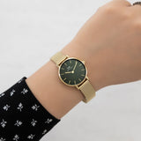 Buy Shop Daniel Wellington Petite Emerald Green Dial Gold Mesh Strap Watch For Women - DW00100479 USA Online