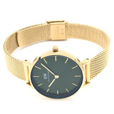 Buy Shop Daniel Wellington Petite Emerald Green Dial Gold Mesh Strap Watch For Women - DW00100479 USA Online