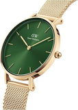 Buy Shop Daniel Wellington Petite Emerald Green Dial Gold Mesh Strap Watch For Women - DW00100479 USA Online
