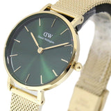 Buy Shop Daniel Wellington Petite Emerald Green Dial Gold Mesh Strap Watch For Women - DW00100479 USA Online