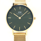 Buy Shop Daniel Wellington Petite Emerald Green Dial Gold Mesh Strap Watch For Women - DW00100479 USA Online