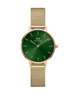 Buy Shop Daniel Wellington Petite Emerald Green Dial Gold Mesh Strap Watch For Women - DW00100479 USA Online