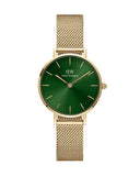 Buy Shop Daniel Wellington Petite Emerald Green Dial Gold Mesh Strap Watch For Women - DW00100479 USA Online