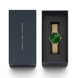 Buy Shop Daniel Wellington Petite Emerald Green Dial Gold Mesh Strap Watch For Women - DW00100480 USA Online