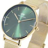 Buy Shop Daniel Wellington Petite Emerald Green Dial Gold Mesh Strap Watch For Women - DW00100480 USA Online