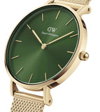Buy Shop Daniel Wellington Petite Emerald Green Dial Gold Mesh Strap Watch For Women - DW00100480 USA Online