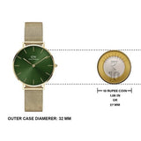 Buy Shop Daniel Wellington Petite Emerald Green Dial Gold Mesh Strap Watch For Women - DW00100480 USA Online