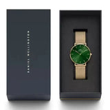 Buy Shop Daniel Wellington Petite Emerald Green Dial Gold Mesh Strap Watch For Women - DW00100481 USA Online