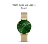 Buy Shop Daniel Wellington Petite Emerald Green Dial Gold Mesh Strap Watch For Women - DW00100481 USA Online