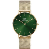 Buy Shop Daniel Wellington Petite Emerald Green Dial Gold Mesh Strap Watch For Women - DW00100481 USA Online