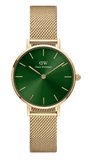 Buy Shop Daniel Wellington Petite Emerald Green Dial Gold Mesh Strap Watch For Women - DW00100481 USA Online