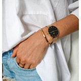 Buy Shop Daniel Wellington Petite Evergold Black Dial Gold Mesh Strap Watch For Women - DW00100345 USA Online