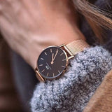 Buy Shop Daniel Wellington Petite Evergold Black Dial Gold Mesh Strap Watch For Women - DW00100345 USA Online