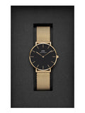 Buy Shop Daniel Wellington Petite Evergold Black Dial Gold Mesh Strap Watch For Women - DW00100345 USA Online