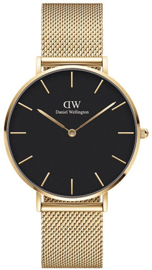 Buy Shop Daniel Wellington Petite Evergold Black Dial Gold Mesh Strap Watch For Women - DW00100345 USA Online