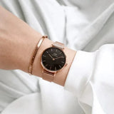 Buy Shop Daniel Wellington Petite Melrose Black Dial Rose Gold Mesh Strap Watch For Women - DW00100303 USA Online