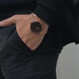 Buy Shop Daniel Wellington Petite Melrose Black Dial Rose Gold Mesh Strap Watch For Women - DW00100303 USA Online