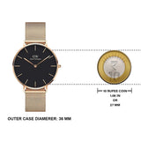 Buy Shop Daniel Wellington Petite Melrose Black Dial Rose Gold Mesh Strap Watch For Women - DW00100303 USA Online