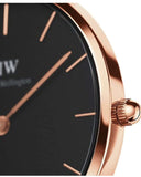 Buy Shop Daniel Wellington Petite Melrose Black Dial Rose Gold Mesh Strap Watch For Women - DW00100303 USA Online