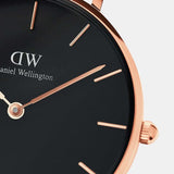 Buy Shop Daniel Wellington Petite Melrose Black Dial Rose Gold Mesh Strap Watch For Women - DW00100303 USA Online