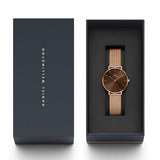 Buy Shop Daniel Wellington Petite Melrose Brown Dial Rose Gold Mesh Strap Watch For Women - DW00100477 USA Online