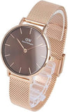 Buy Shop Daniel Wellington Petite Melrose Brown Dial Rose Gold Mesh Strap Watch For Women - DW00100477 USA Online