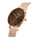 Buy Shop Daniel Wellington Petite Melrose Brown Dial Rose Gold Mesh Strap Watch For Women - DW00100477 USA Online