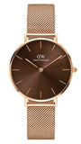Buy Shop Daniel Wellington Petite Melrose Brown Dial Rose Gold Mesh Strap Watch For Women - DW00100477 USA Online