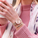 Buy Shop Daniel Wellington Petite Melrose Pink Dial Rose Gold Mesh Strap Watch For Women - DW00100367 USA Online