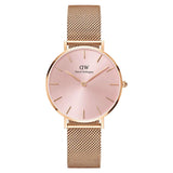 Buy Shop Daniel Wellington Petite Melrose Pink Dial Rose Gold Mesh Strap Watch For Women - DW00100367 USA Online