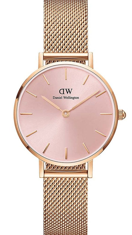 Buy Shop Daniel Wellington Petite Melrose Pink Dial Rose Gold Mesh Strap Watch For Women - DW00100367 USA Online