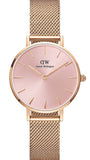 Buy Shop Daniel Wellington Petite Melrose Pink Dial Rose Gold Mesh Strap Watch For Women - DW00100367 USA Online