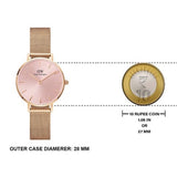 Buy Shop Daniel Wellington Petite Melrose Pink Dial Rose Gold Mesh Strap Watch For Women - DW00100368 USA Online