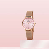 Buy Shop Daniel Wellington Petite Melrose Pink Dial Rose Gold Mesh Strap Watch For Women - DW00100368 USA Online