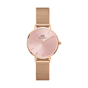 Buy Shop Daniel Wellington Petite Melrose Pink Dial Rose Gold Mesh Strap Watch For Women - DW00100368 USA Online