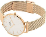 Buy Shop Daniel Wellington Petite Melrose White Dial Rose Gold Mesh Strap Watch For Women - DW00100305 USA Online