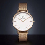 Buy Shop Daniel Wellington Petite Melrose White Dial Rose Gold Mesh Strap Watch For Women - DW00100305 USA Online