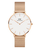 Buy Shop Daniel Wellington Petite Melrose White Dial Rose Gold Mesh Strap Watch For Women - DW00100305 USA Online