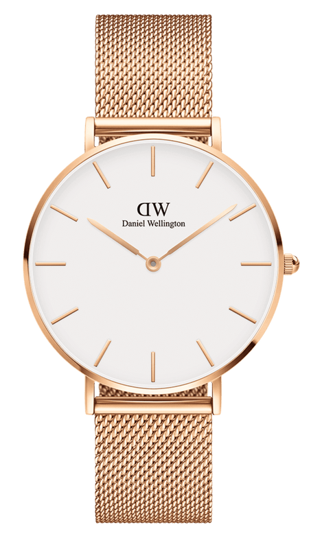 Buy Shop Daniel Wellington Petite Melrose White Dial Rose Gold Mesh Strap Watch For Women - DW00100305 USA Online